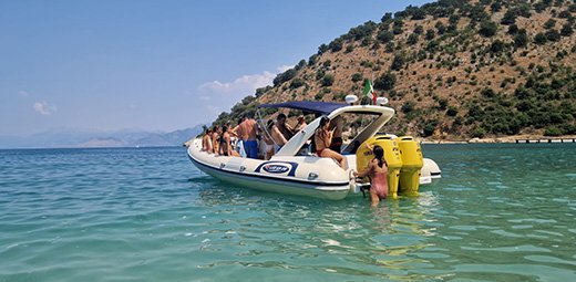 People on a boat trip in Saranda Albania